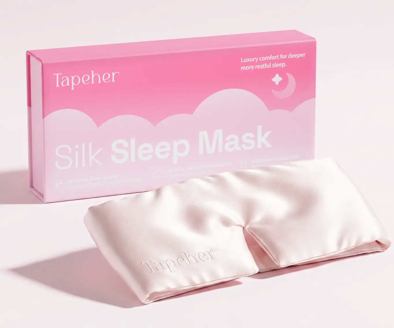 Tapeher Silk Sleep Mask, Block Light for Deeper Sleep, Soft Comfortable Eye Mask