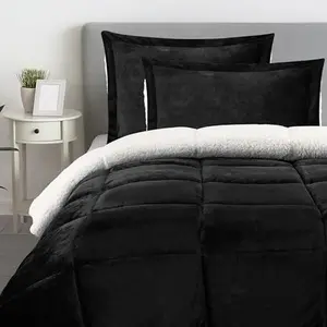 King Size Comforter Set with 2 Pillow Shams, Plush and Warm Bedding Comforter Sets, Down Alternative Comforter, Ultra Soft and Cozy Comforter Set (King, Black)