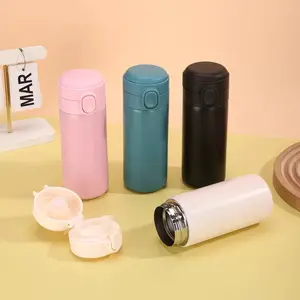 Modern Simple 304 Stainless Steel Small Bean Cup, Vacuum Insulated Cup, Portable Bounce Lid Mini Water Bottle, Cute Double Wall Insulated Student Travel Mug, Insulated Tumbler Drinkware, Perfect Gift