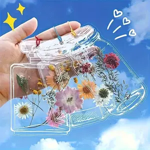 20/40 Pcs DIY Transparent Dried Flower Bookmarks, Handmade Clear Bottle Sticker Pack, Custom Plant Specimen Clips, Book Accessories, Decoration Sticker