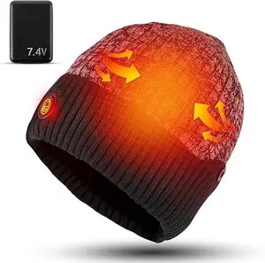 Winter outdoor heated hat with 3 temperature settings, quick heating, suitable for outdoor hiking, skiing, dog walking, commuting, and outdoor work in cold weather. Portable knitted hat, unisex, suitable for all head sizes  Valentine's Day gift