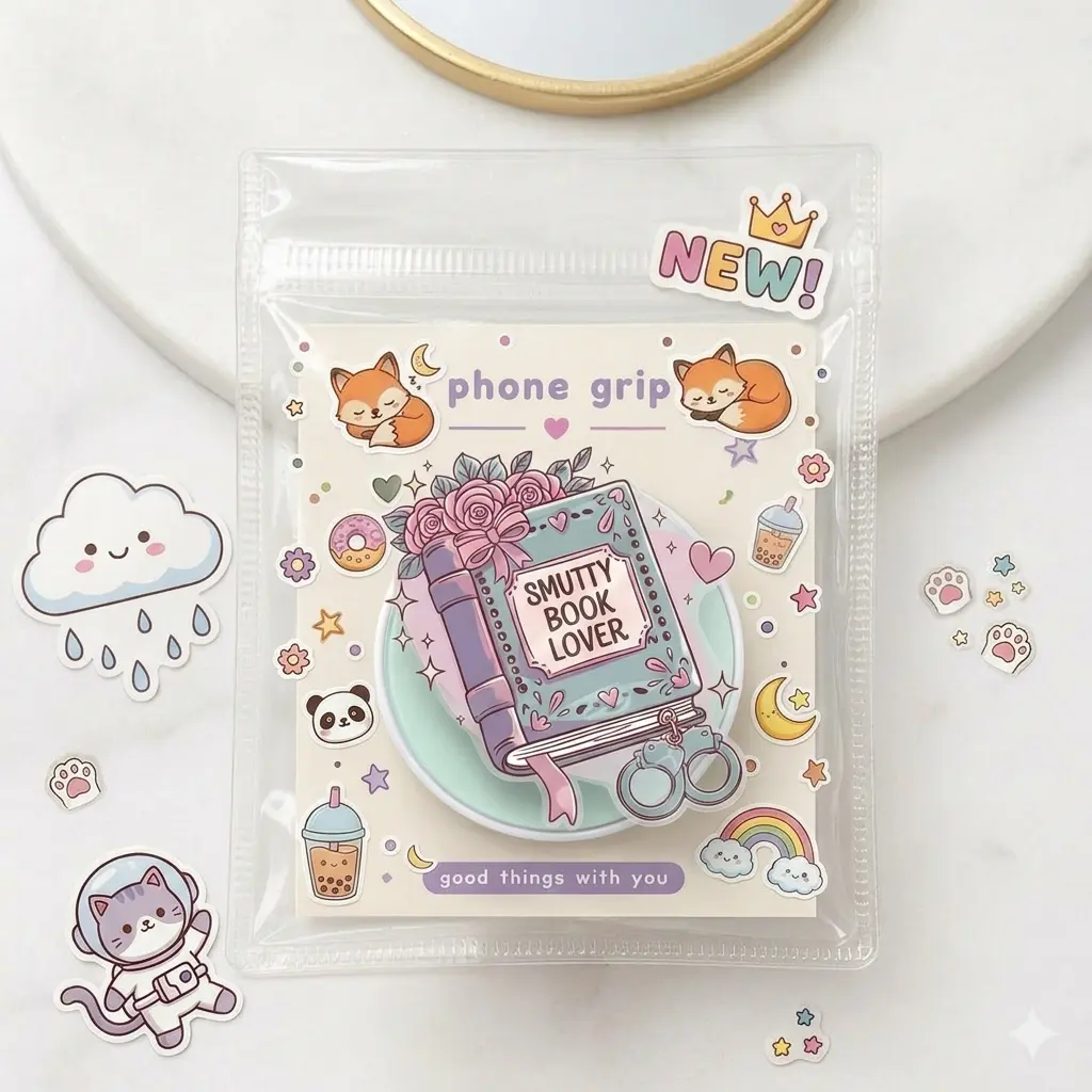 Pastel Book Phone Grip, Smutty Book Lover Magnetic Pop Holder, Cute Kawaii Phone Accessory for Teens & Readers
