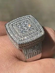 1 PC Pretty Cubic Zirconia Statement Ring For Women For Wedding Engagement Party Jewelry Valentine's Day Gift