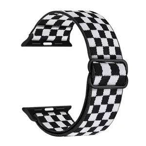Checkerboard Pattern Nylon Watch Band (Band Only), Smart Watch Strap, Fashionable Watch Band for Women & Men, Wearable Accessories Compatible with Apple Watch Series