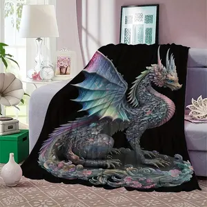 Colored Hugs, Cozy Dragon Pattern Blanket - Soft, Warm and Versatile for Sofas, Beds, Offices and Travel - Gift Ideas for All Seasons summervibes