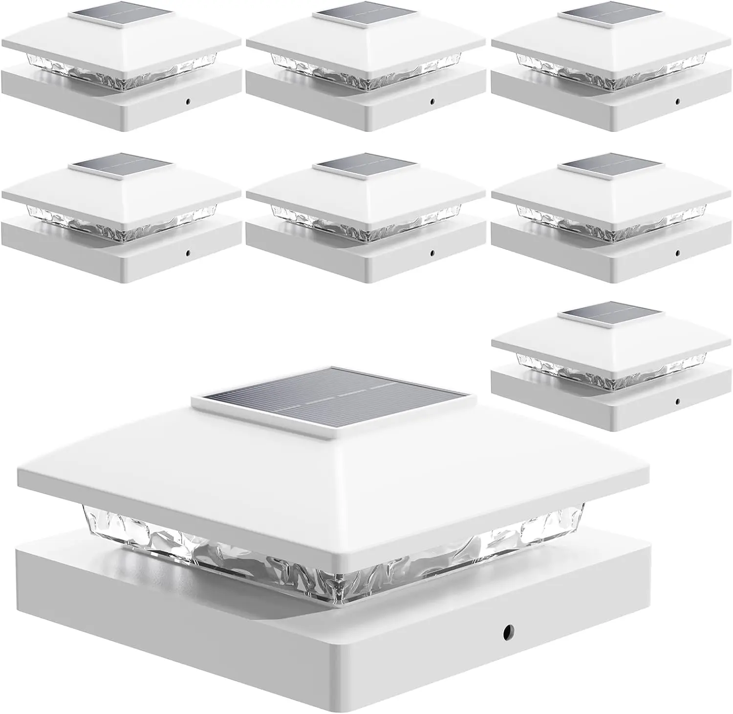 Solar  Cap Lights Outdoor 8pack, White  Solar  Deck Fence  Lights Fit 4x4 /Vinyl Posts, Bright Warm White Solar  Lights Decorate Deck, Patio, Porch, Fence