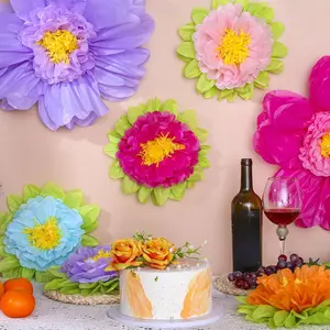 Set of 12pcs Assorted Large Paper Flowers - 10 & 20 Inch Artificial Pom Poms, Perfect for Party Decor, DIY Backdrops & Embellishments, Party Backdrop Flowers | Vibrant Paper Flowers