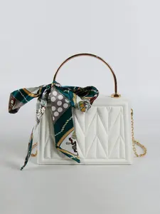 Off-white embroidered pearl decorated handbag crossbody bag, retro simple versatile three-dimensional   long handle bag, fashionable  exquisite niche versatile design suitable for daily travel, shopping, etc. Embossed Handbag