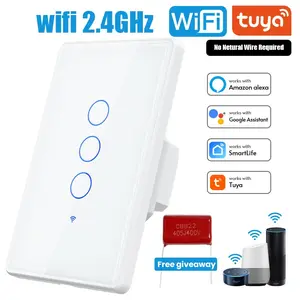 Smart WiFi Wall Light Switch, No Neutral Wire Needed, Energy Saving Design, Easy Installation, Suitable for Home and Office, Touch Control Switch, Wireless Switch