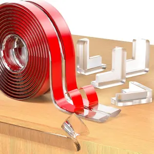 Edge Corner Protector  Proofing with 4 Corners Protector, Self-Adhesive Furniture Corner Guard & Edge Safety Bumpers, Table Edge Corner Protectors Covers (0.8in Wide, 6.6ft with 4 Corners)