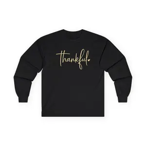Thankful Long Sleeve Shirt  Gildan 2400 Unisex Ultra Cotton Tee  Fall & Thanksgiving Top