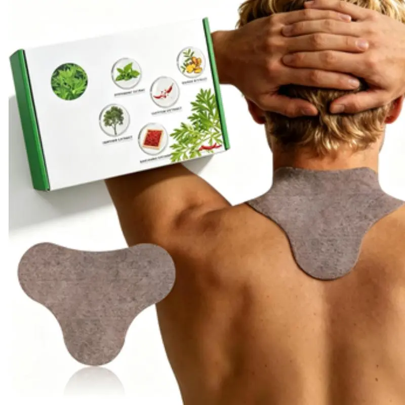 100 Count Mugwort Base Neck/Shoulder Pain Relief Heat Patches, Maximum Strength Stick-On Wear with Natural Herbs, 8-Hour Long-Lasting Relief & Strong Adhesion for Cervical Joint Discomfort, Box Pack