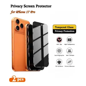 2pcs Privacy Screen Protector for iPhone 17 Pro Max/Pro, 28° Anti-Peep Tempered Glass, 9H Scratch/Oil/Fingerprint Proof, HD Clear & Responsive Touch, Bubble-Free Easy Install, Precision Fit Durable, Office/Business/Public, Gift, Accessories