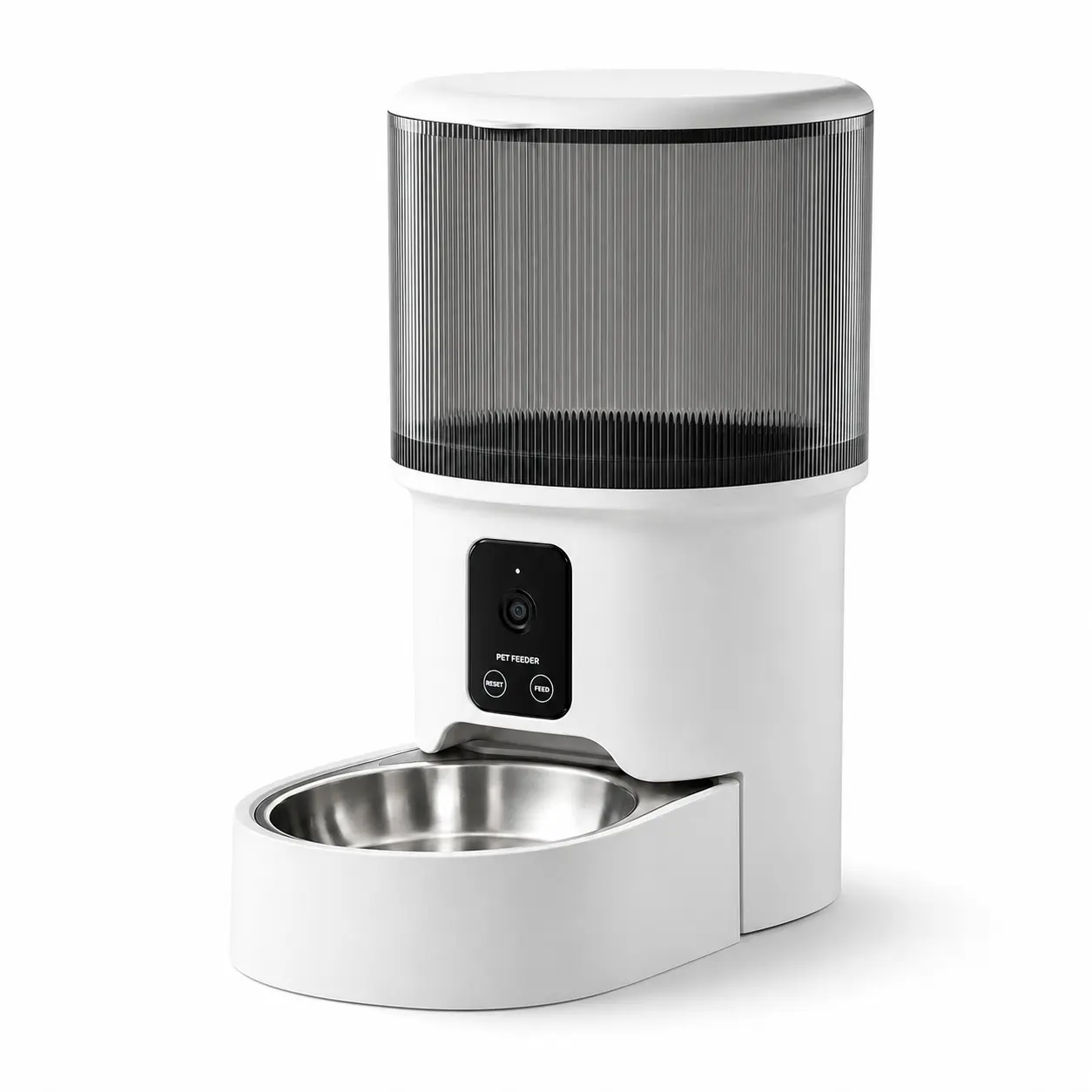 4L Smart Automatic Cat & Dog Feeder, 2.4GHz WiFi App Control, Scheduled Portion Feeding, Remote Feeding, USB Powered, Clear Food Container, Optional Camera Live View & 2-Way Audio, White, for Busy Home Pet Owners