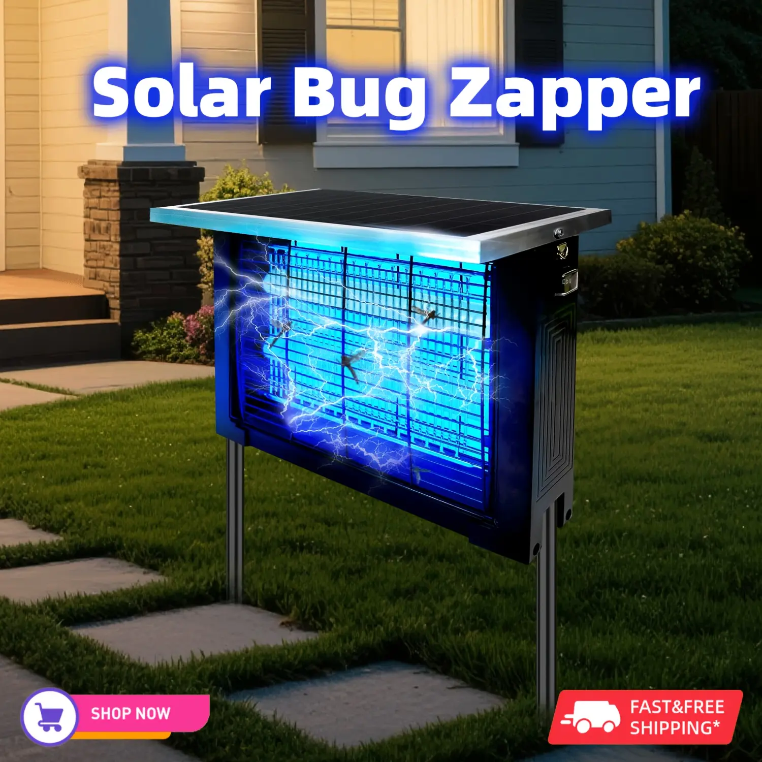 Solar Bug Zapper Outdoor for 2000 sq.ft Portable Rechargeable Mosquito Zapper with High Powered LED Light