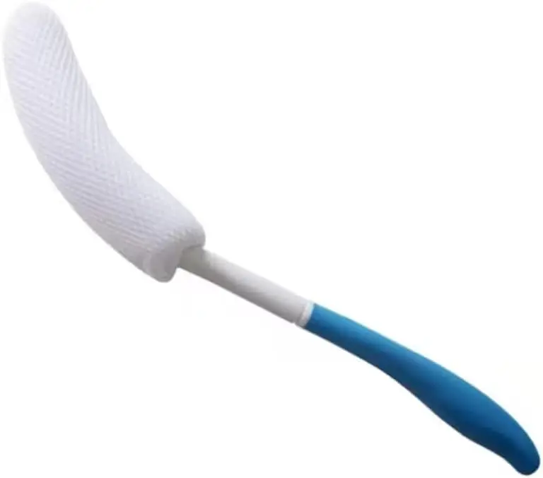 Long Anti-Slip Curved Handle Bath Body Brush Bath Brush for Middle Aged, Elderly/Pregnant Women Bath and Shower, 15.33 Inch