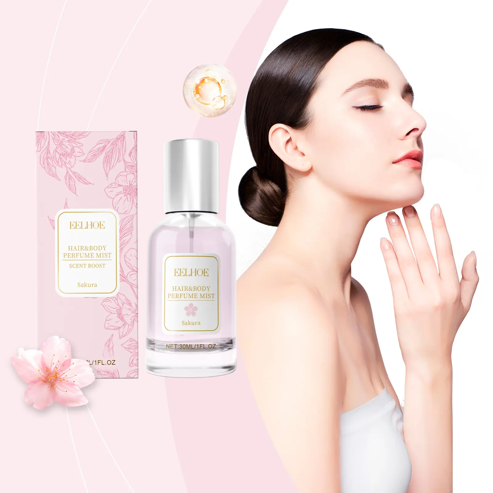 EELHOE Cherry Blossom Body Hair Eau De Parfum Spray Elegant Fresh Dating Atmosphere Natural Niche Eau De Parfum Spray