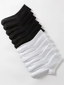 Women's 12 Pairs Solid Crew Socks, Basic Simple Breathable Sweat-absorbing Mid-calf Socks for Daily Wear, Women's Hosiery for All Seasons, Socks for Women,  Crew Socks Women
