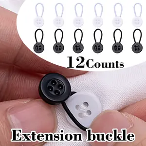 12 counts Superior Stitch Unisex Comfy Deluxe Collar , White & Black Buttons improve collar, with a design superior to metal neck extenders