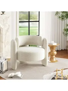Office Accent Chair For Living Room Modern Chenille Boucle Accent Chair Fabric Armchair Comfy Upholstered Reading Accent Chairs For BedroomSingle Sofa Chair With Legs For Apartment-A