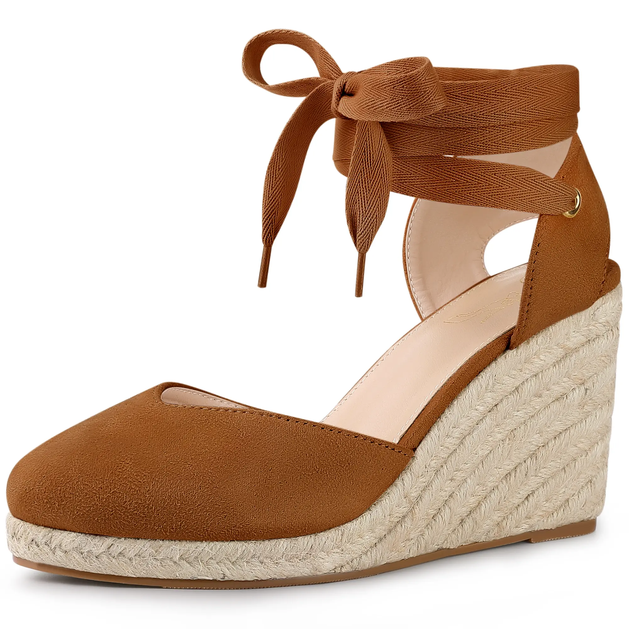 BLISSFUL STEP Platform Wedge Heel Lace Up Espadrille Sandals