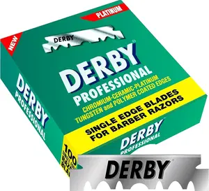 Derby Platinum Steel Durable Single-Edge Straight Razor Replacement Blades, 100 Count, 50g, Gentle Non-Irritating, Suitable for All Skin Types, Beauty & Personal Care Blade Razor Shave Accessory, Blade Razor Razors