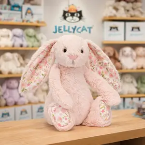 Jellycat Bashful Pink Bunny Plush Toy with Flower Ears – A super soft plush bunny with floppy ears, a cute Kawaii teddy bear, the perfect gift for birthdays, baby showers, Valentine's Day for children and women.