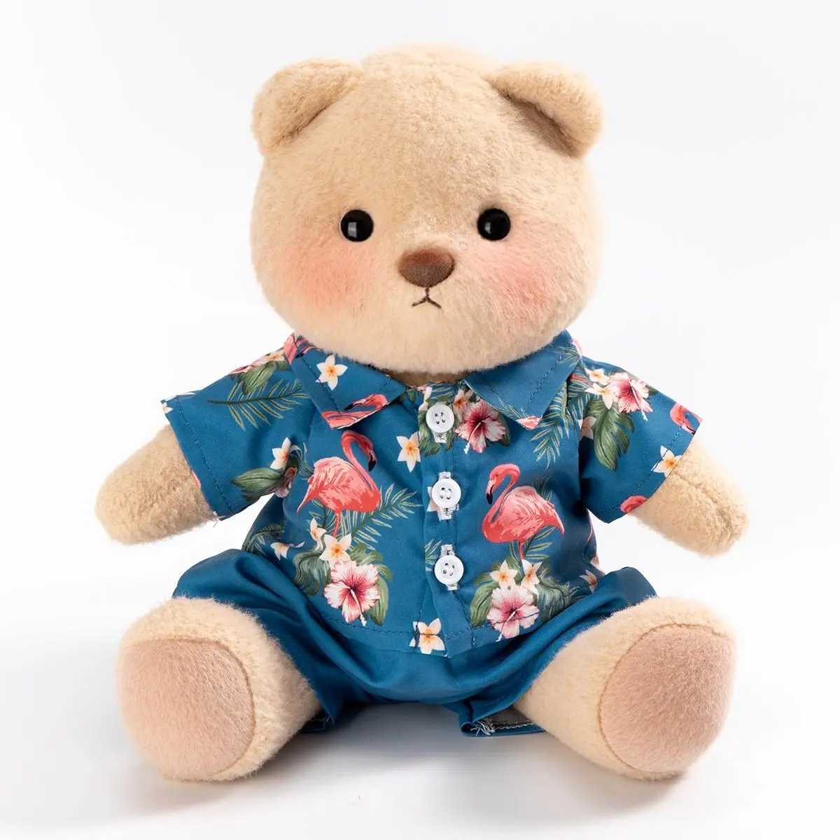 Getahug Tropical Flamingo Shirt Jointed Teddy Bear, Handmade 12 Inches Stuffed Animal Gift with Manual Cleaning, Dry Care, 1× Gift Box