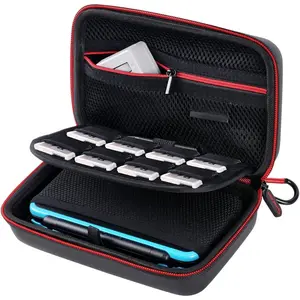Carrying Case for  3DS XL/2DS XL, Hard Protective Shell Travel Case for   3DS - Super NES Edition - Black/Red
