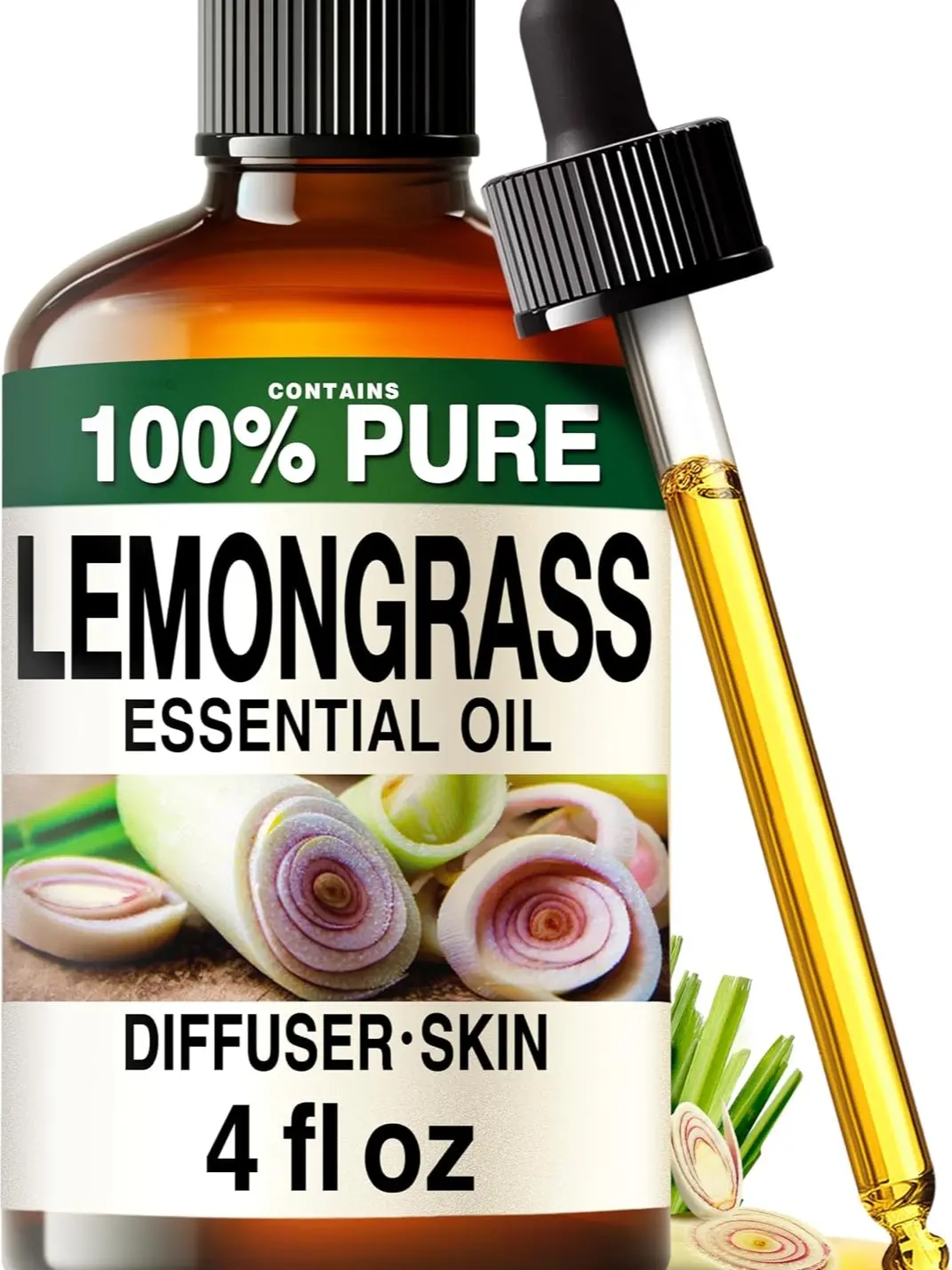 Kukka Pure Lemongrass Essential Oil for Skin, Diffuser, 4 Fl Oz