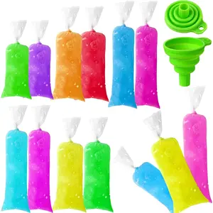 300 Pcs Ice Lolly Bags Disposable Ice Cream Mold Bags with Silicone Funnel, 3 Size Candy DIY Pouch for Making Yogurt, 2x12 Inch, 3x12 Inch, 3x10 InchVSXJ