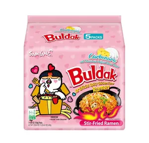 Korean Buldak Ramen Carbonara Spicy Chicken Flavor - 5 Packs* 4.58oz (Pink)