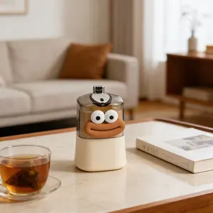 Automatic Press Toothpick Holder, Plastic Toothpick Dispenser, Creative Toothpick Storage Box, Cute Design, Includes Cartoon Stickers