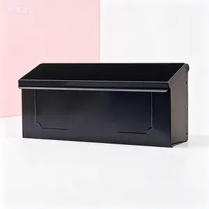 Wall-Mount Mailbox Galvanized Steel, Small Black Mailbox, Rust-Resistant Outdoor Mailbox, Lockable Mail Slot, Durable Weatherproof Mailbox for Home