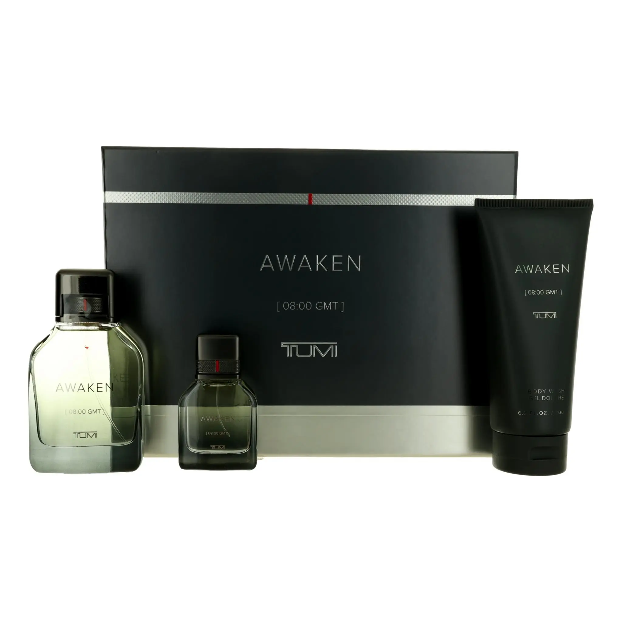 Tumi Awaken [08:00 GMT] Men's 3-Piece Fragrance & Body Care Gift Set with EDP