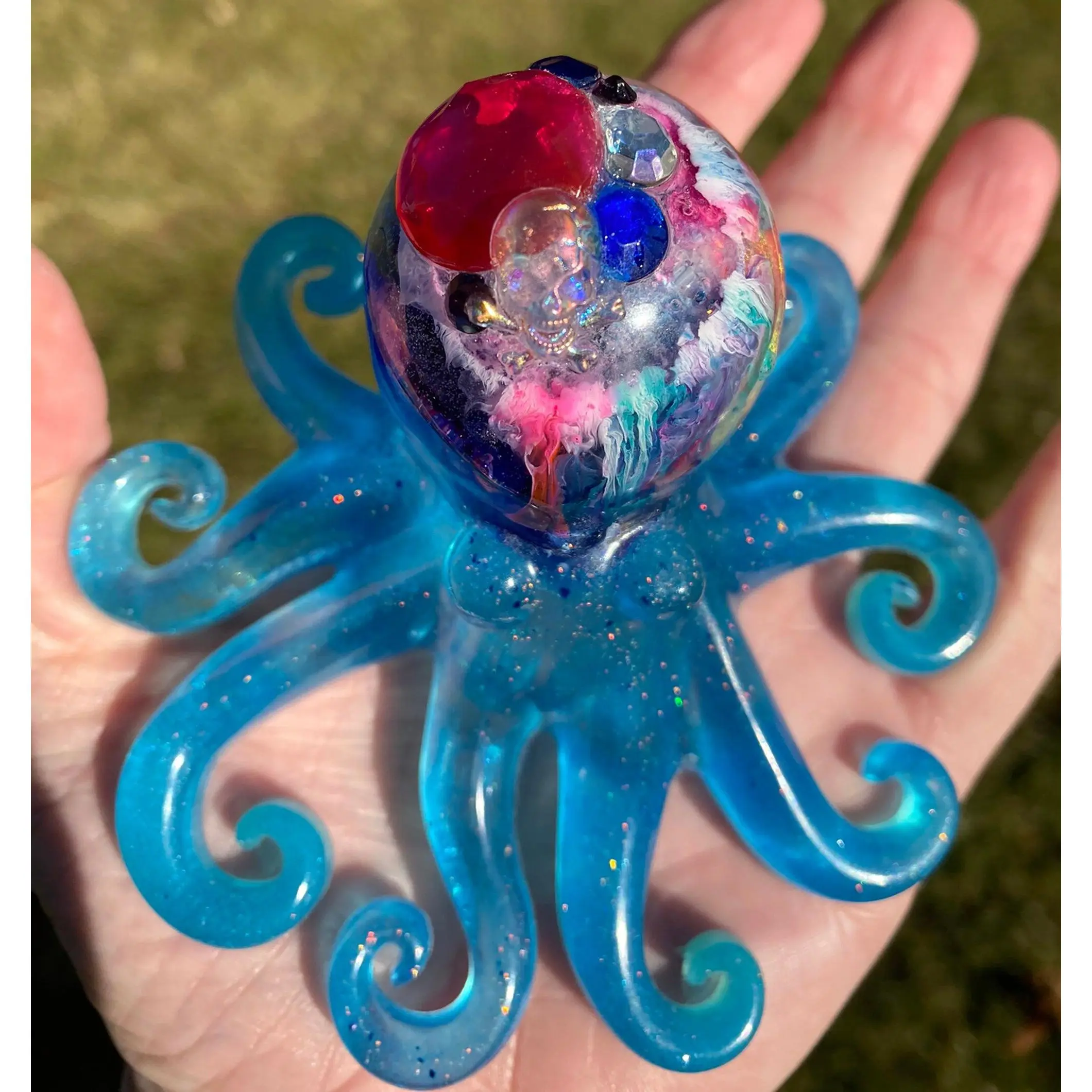 Glow in the Dark Octopus with Ink Drops and Skull