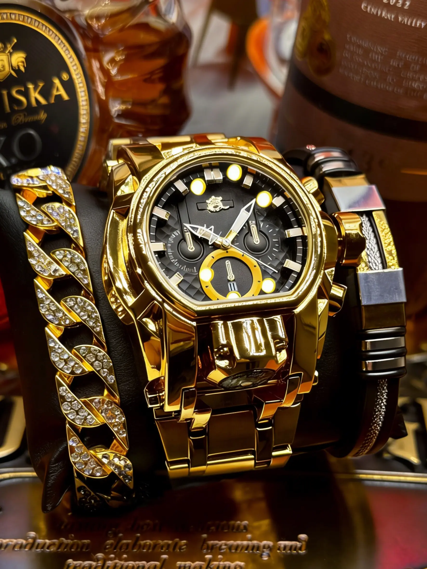 Bold Hip Hop Luxury Chronograph Watch | Luminous Analog Watch, Polished Heavy-duty Metal Case, Luminous Markers, Dragon Emblem, Stainless Steel Band, Ideal for Business Commute, Street Fashion & Premium Gifting, Stainless Steel Wristwatch