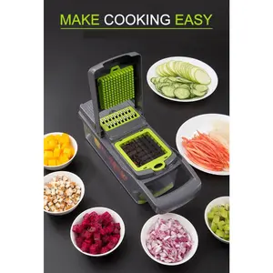 15-In-1 Vegetable Fruit Chopper - Kitchen Cutter, Dicer, Slicer for Onions & Veggies - Kitchenware Utensil Gadget