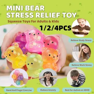 Bear-Shaped Maltose Squishy Sensory Fidget Toy, 1-Pack Squeezable Stress-Relief Soft Toy for Adults & Kids, Funny Prank Toy Ideal for Party Favors, Teddy Bear, Stress Relief Gadgets
