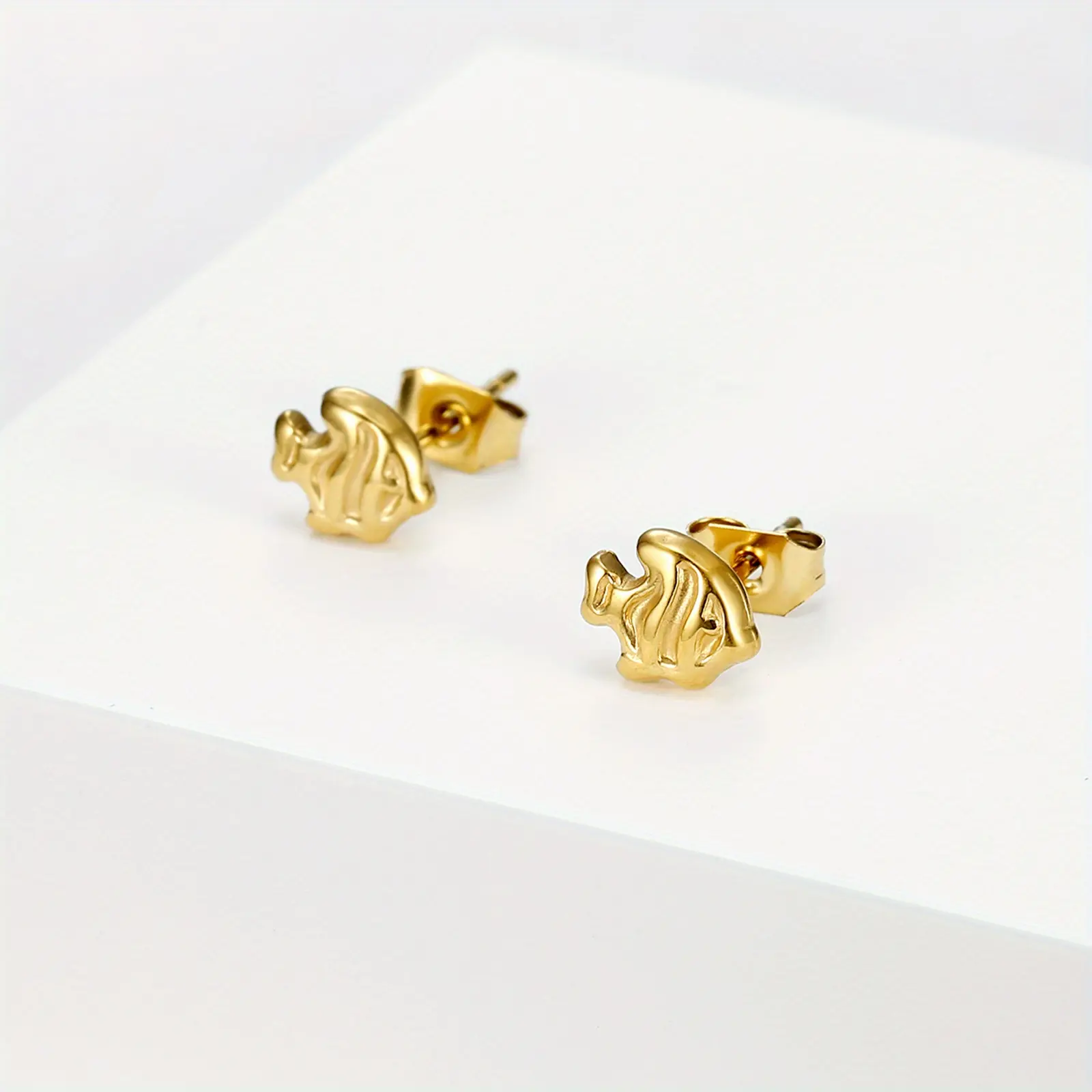 Nautical Fish Shaped Earrings, Stainless Steel Casual Studs for Daily Wear, Beach Vacations & Gifts, Casual Earrings, Fashion, Unisex, Simple