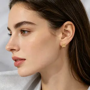 Women's Hypoallergenic Stainless Steel Earrings, Luxury Geometric Hollow-Out Irregular Design, Trendy Elegant Daily Fashion Costume Jewelry women gift mom jewellery