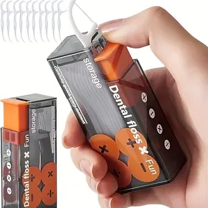 2PCS Portable Floss Dispenser Includes 120Pcs Floss Automatic Ejectable Floss Organiser Oral Care Press-on Disposable Flossing Sticks