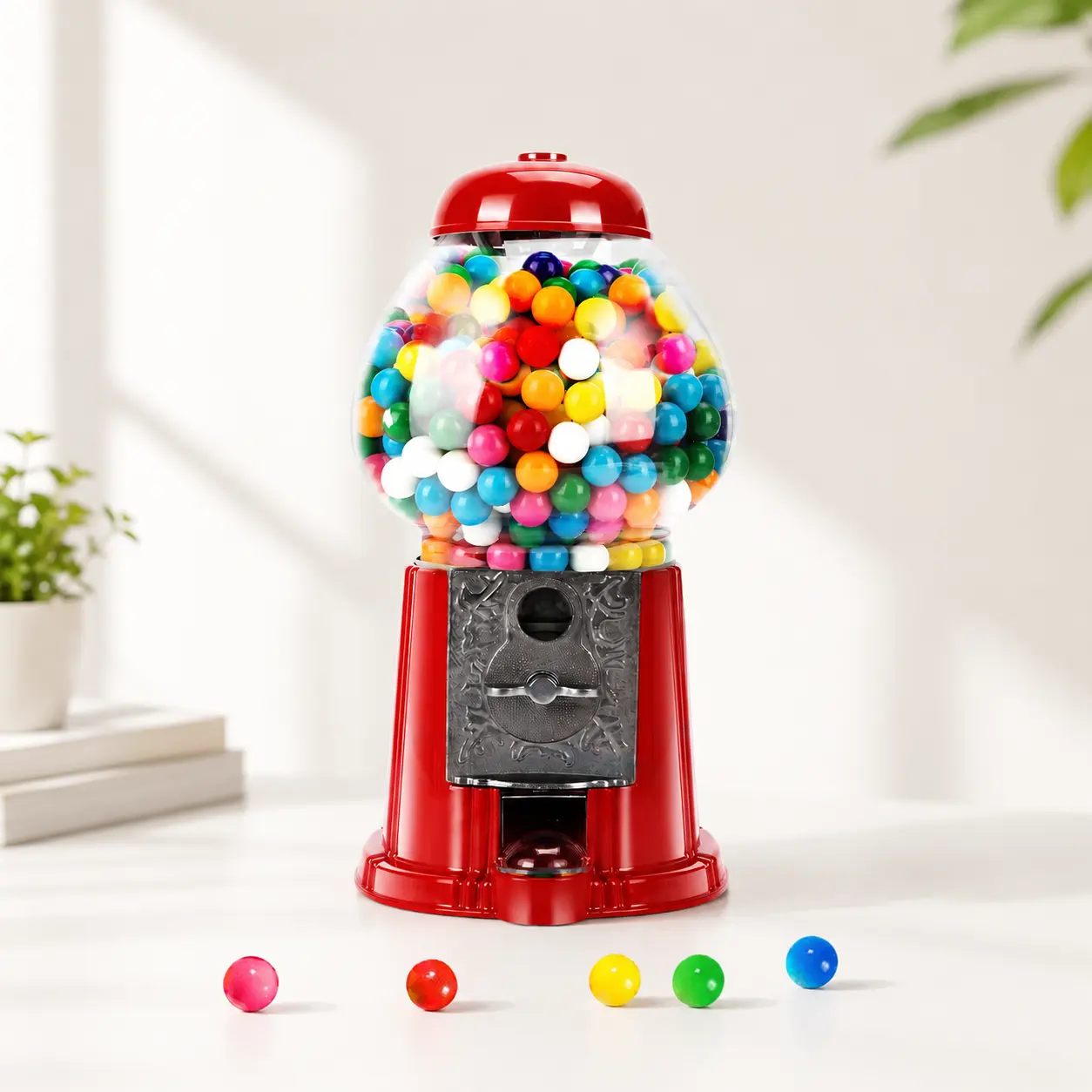 SAVEYOUR Gumball Machine with Stand, 15 Inch Commercial Candy Machine, Coin Operated Bubble Gum Dispenser, Vintage Red Metal Candy Vending Machine with Key Lock, Large Capacity Gumball & Candy Holder for Home, Game Room, Party, Halloween, Christmas Gift