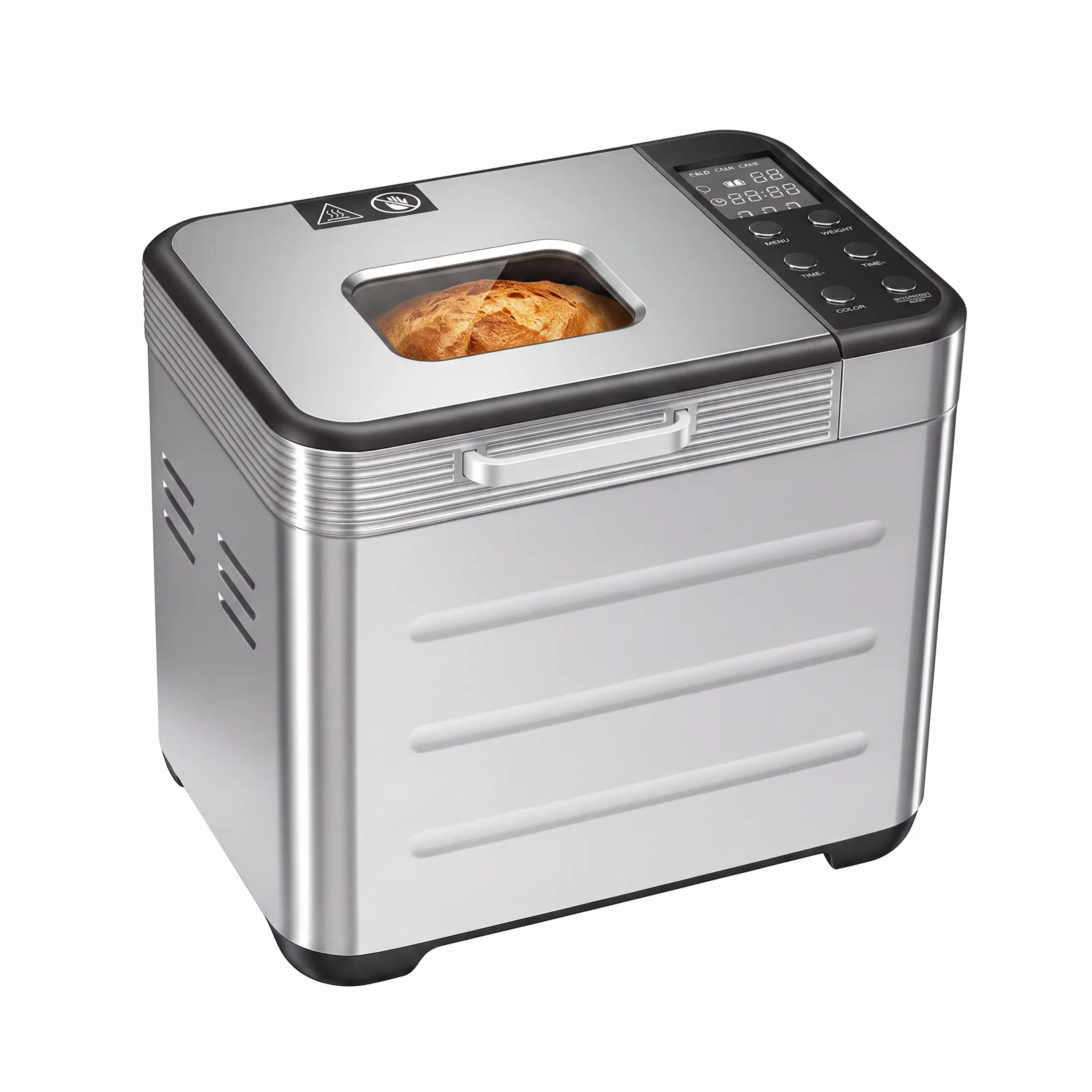 Bread Maker Machine - 20-in-1 Automatic Stainless Steel Bread Machine with 3 Loaf Sizes, 12-Hour Delay Timer, 600W 360° Circulation Baking, Includes Bread Pan & Accessories (Black/Silver)