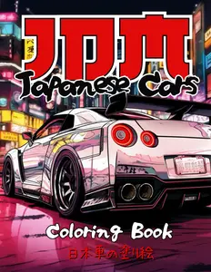 Japanese Cars Coloring Book for Car Lovers: JDM Legends & Authentic Landscapes of Japan | 50 Detailed Coloring Pages for Stress Relief & Relaxation