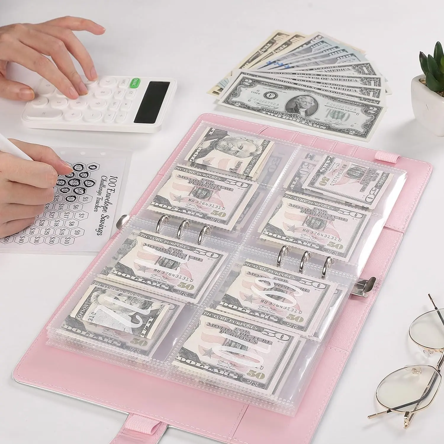 100 envelope savings books + infinity Pencil for afun and easy save.cute officesupplies for work Organizer, Savings Challenge Planner, Money Savings Book summerwins