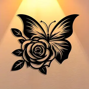 Butterfly Heart Rose Metal Sign, Halloween Spooky Abstract Art, Christmas Elegant Design, Wall Art Decor, Posters, Decoration, No Precious Metal Plating