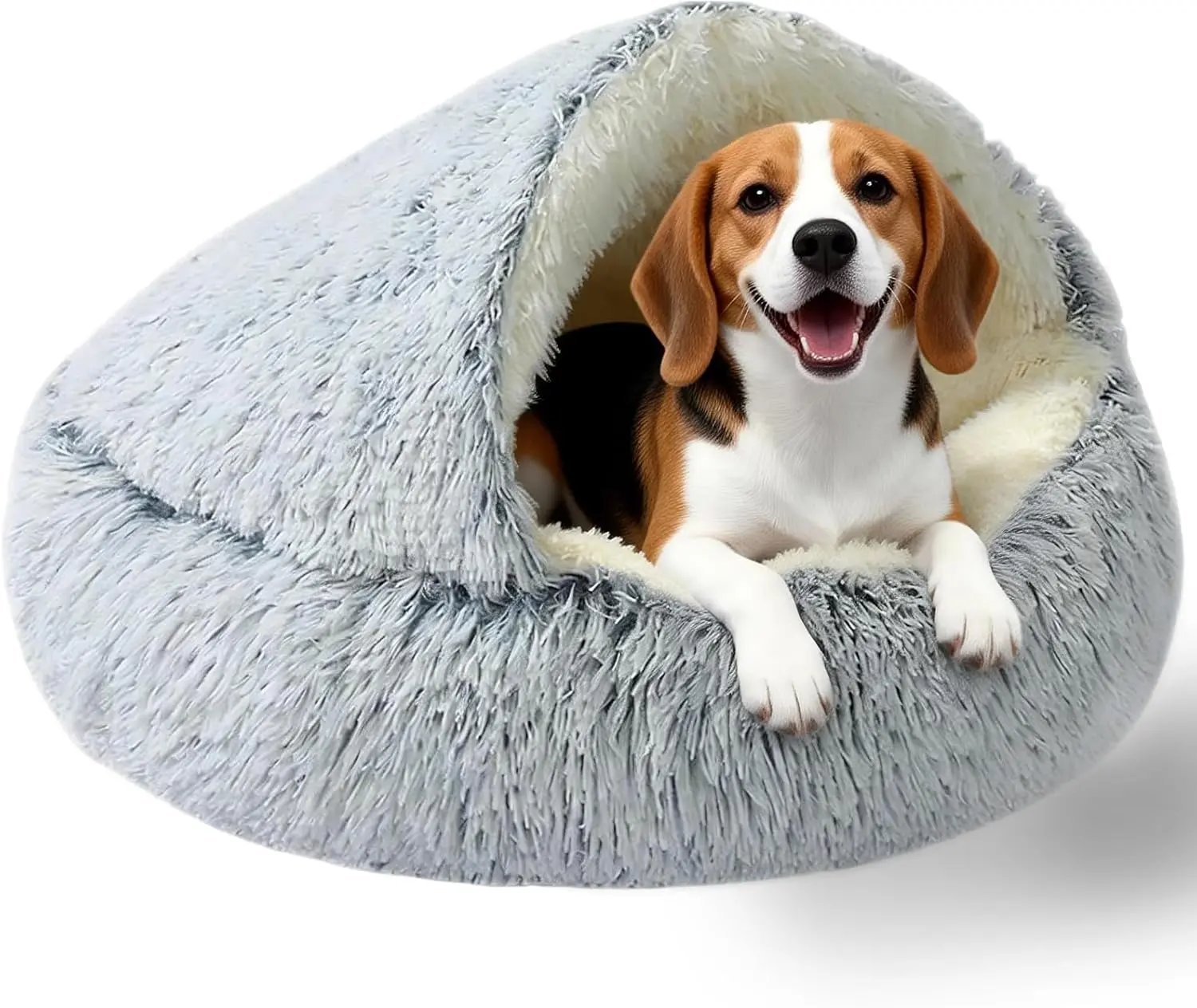 Medium dog bed, soothing luxury plush dog cave nest (suitable for medium dogs) — washable, built-in support that is stable and doesn’t collapse; pet bed suitable for dogs and cats, dimensions 32×32 inches.