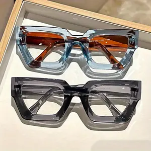 3-Piece Y2K Oversized Leopard Print Square Frame Blue Light Glasses Clear Lens Classic Fashion Stylish Eyeglass for Daily PC Computer Use