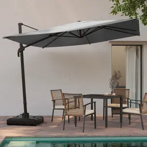 LAUSAINT HOME 9 FT Square Offset Patio Umbrella - Aluminum Cantilever Outdoor Umbrella with 360° Rotation, Aluminum Ribs, Cross Base, Pre-Assembled, UV-Proof for Backyard, Pool,summervibes